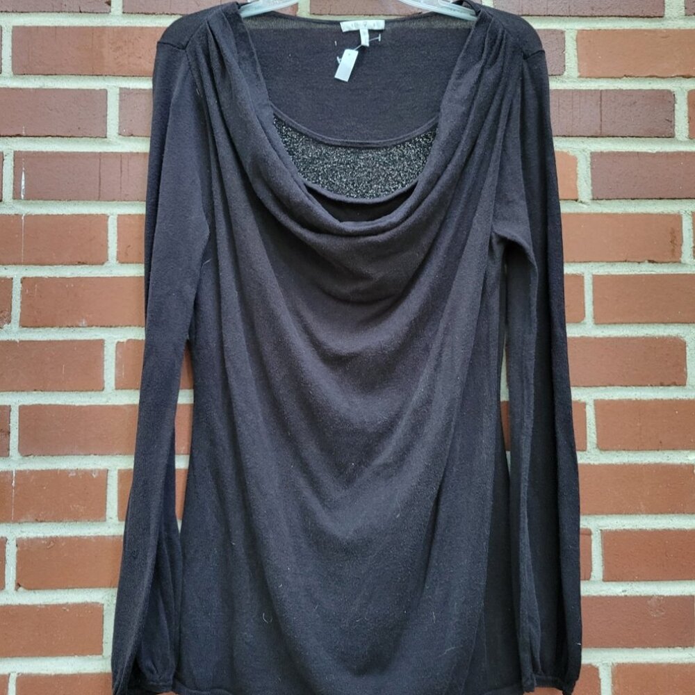 Black with Glitter Insert Pullover Top - Made by Metro 7 - Size L